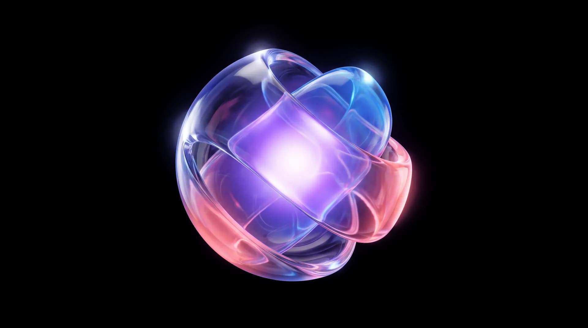 Luminous glass form in deep indigo space